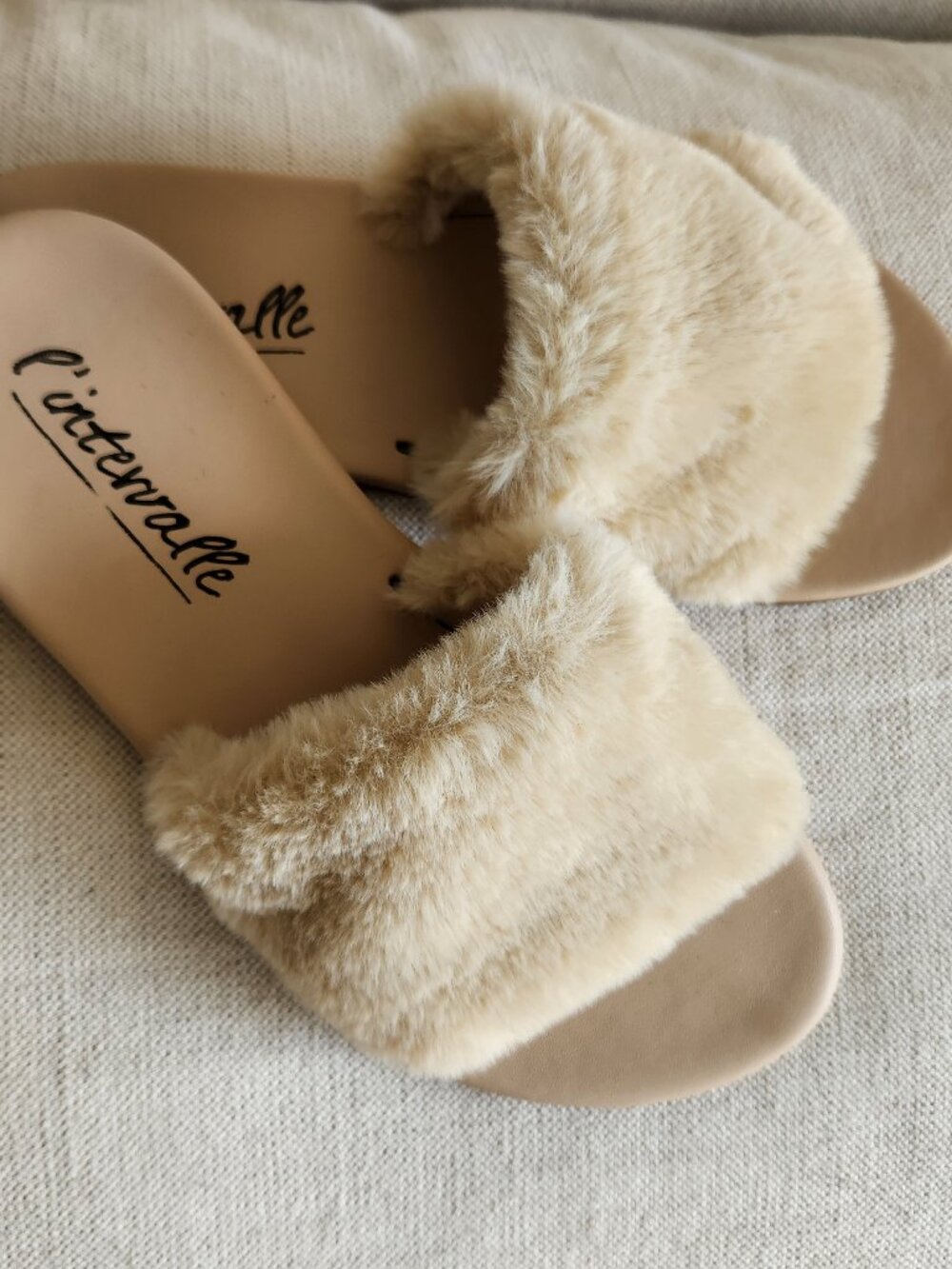 L’Intervalle Lillet Beige Faux Fur Slide Sandals – EU 41 (US 10) - Picture 2 of 8
